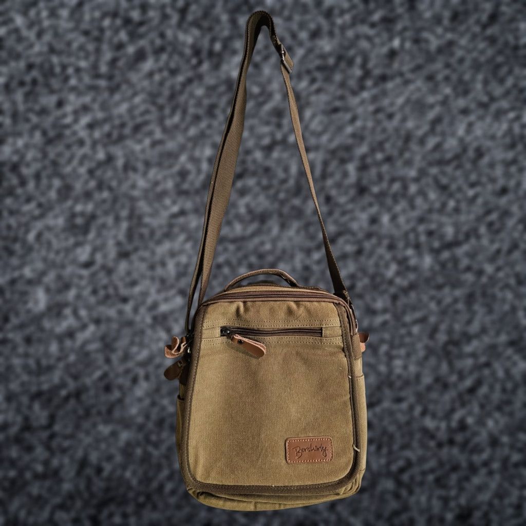 Vintage BERCHIRLY Classic Sm. Messenger Bag Brown Canvas Adjustable Crossbody Organizer Bag Size ONE SIZE - 1 Thumbnail
