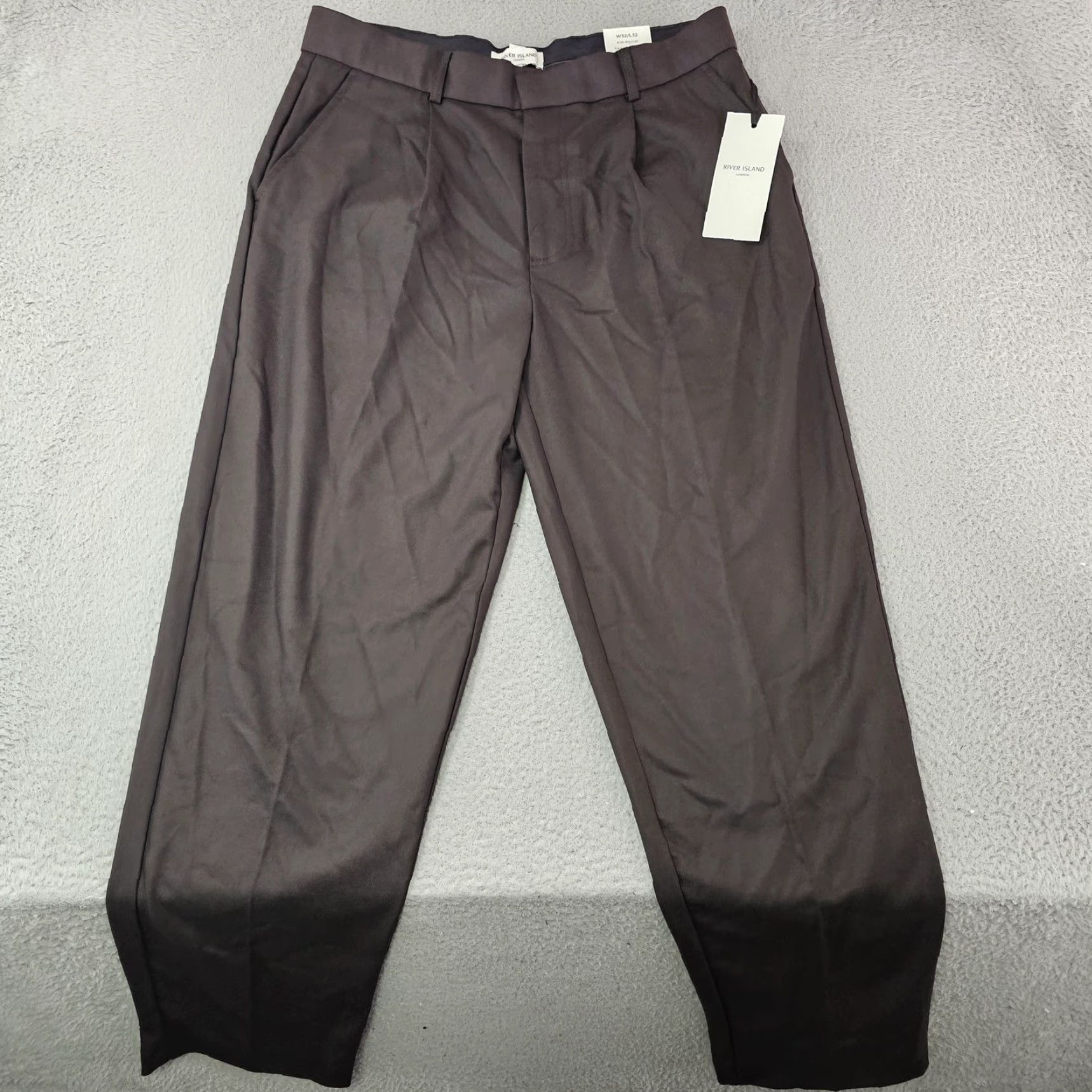 River Island River Island Pants Mens 32x28 Brown Tapered Casual Dress Trouser Slim Front Zip Hook Pockets Regular Inseam 28in Men Brown Dress Pants Size US 32 / EU 48 - 2 Thumbnail