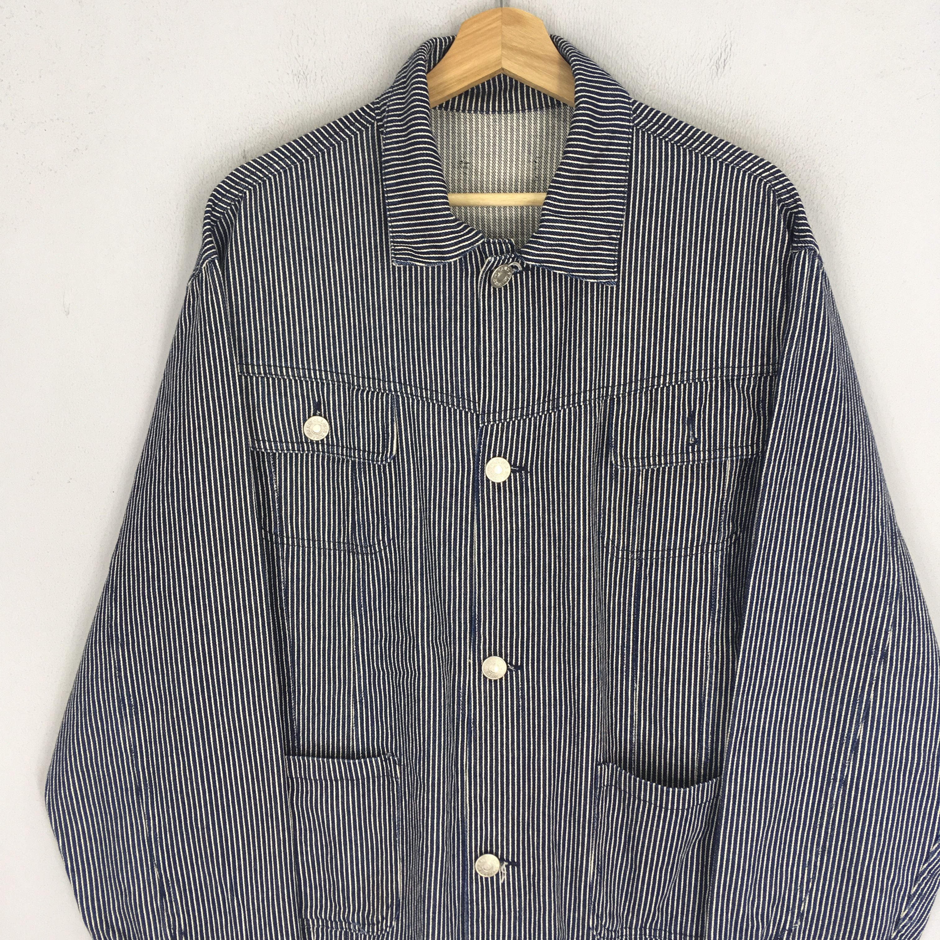Vintage Vintage 90s American Denim Jacket Workwear Hickory Stripes Size US XL / EU 56 / 4 - 3 Thumbnail