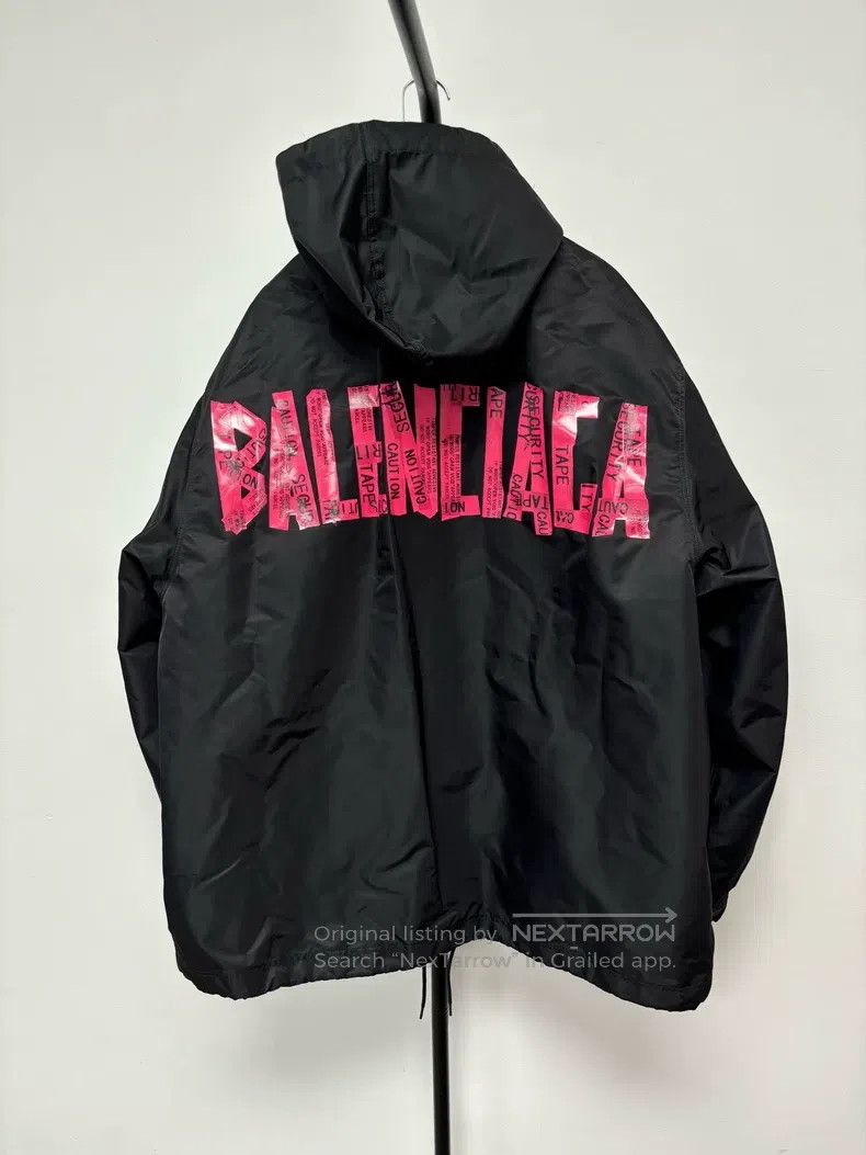 Balenciaga Balenciaga Pink Tape Hooded Windbreaker Jacket Size US S / EU 44-46 / 1 - 1 Thumbnail