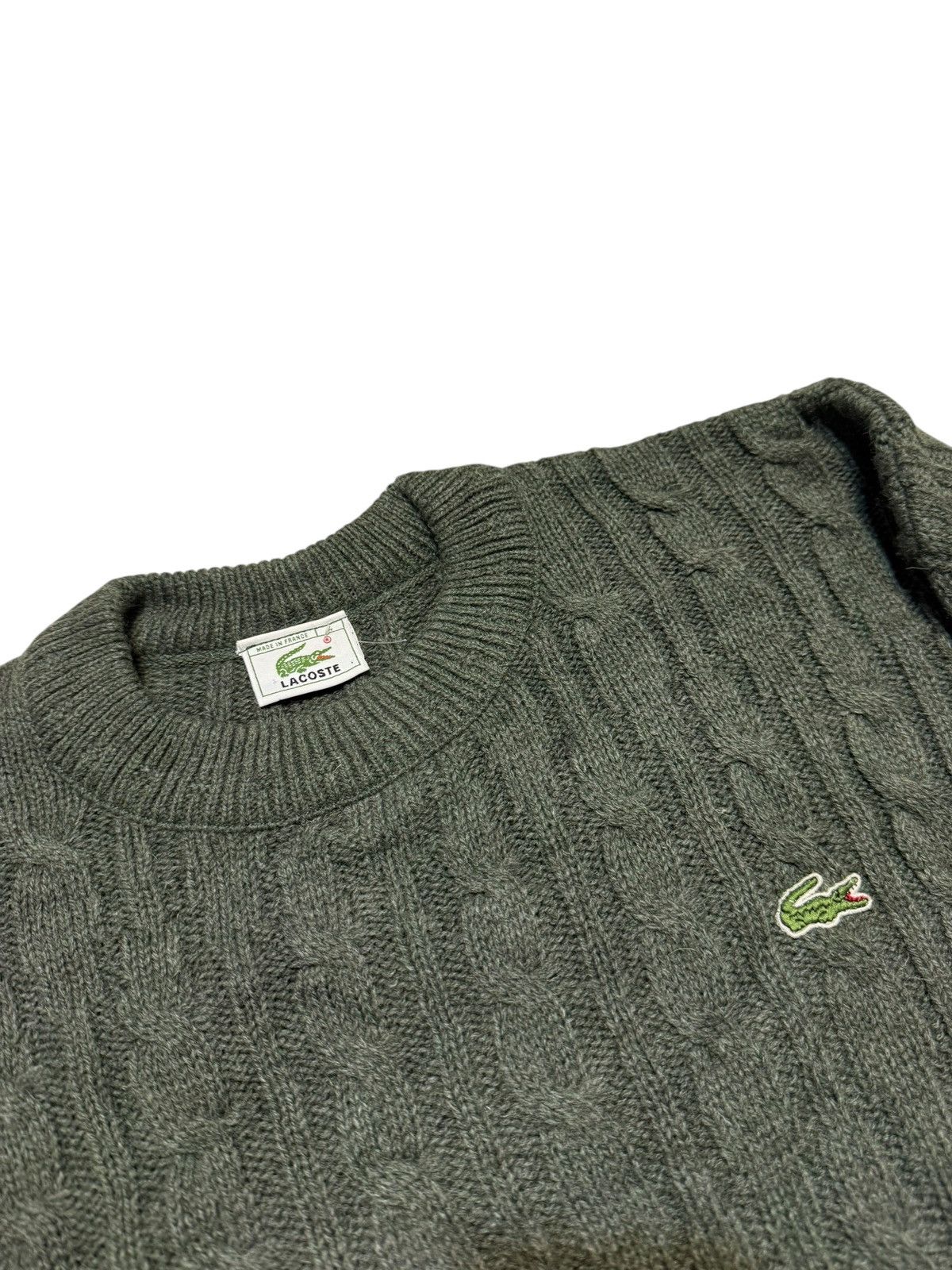 Lacoste 80s Vintage Lacoste Cable Knit Wool Sweater jumper Size US XL / EU 56 / 4 - 2 Thumbnail