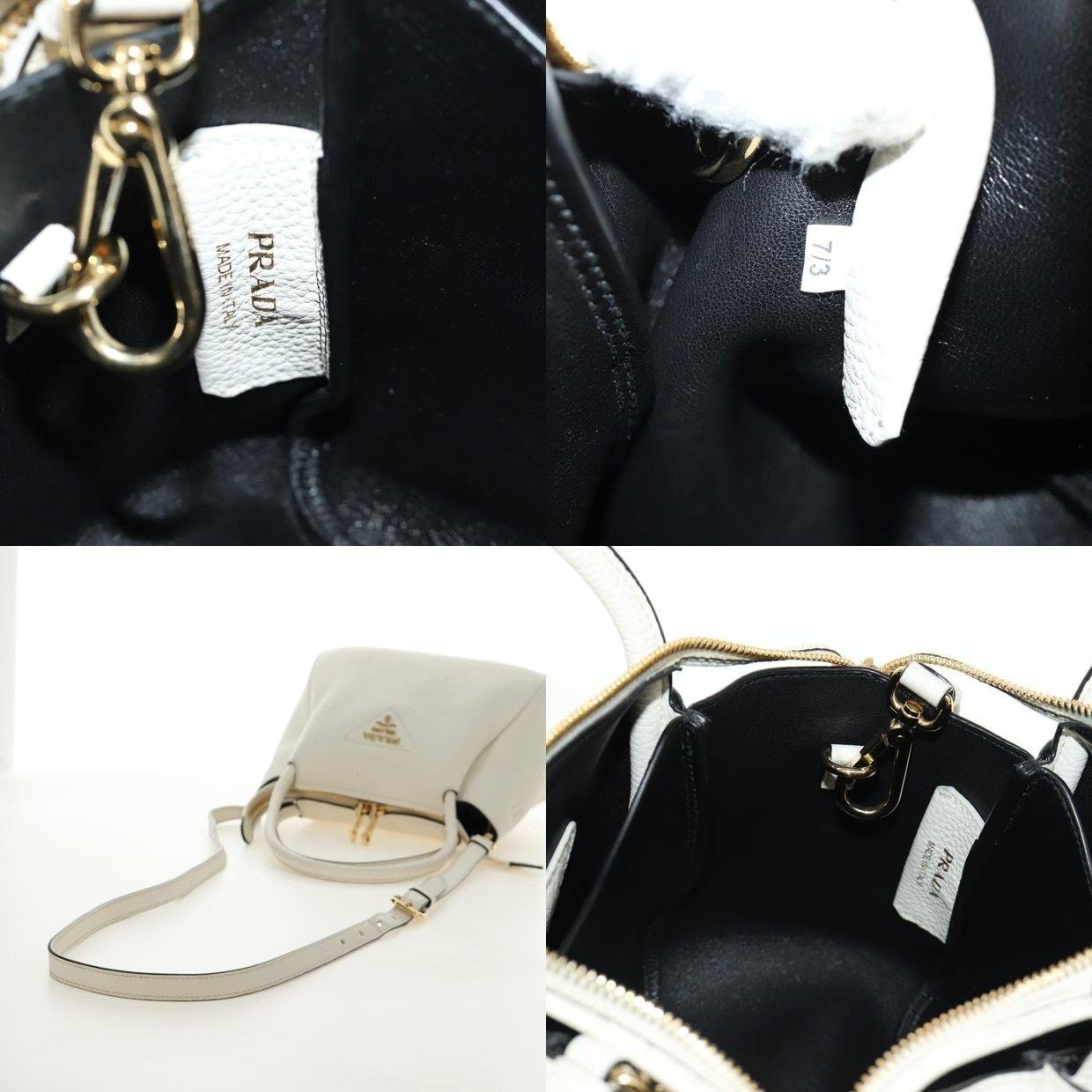 Prada Prada Vitello Leather Handbag Cream Size ONE SIZE - 12 Thumbnail