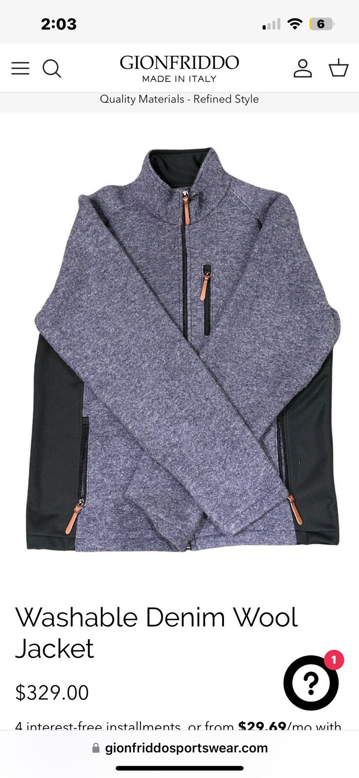 Designer Gionfriddo Washable Denim Wool Jacket Size US L / EU 52-54 / 3 - 1 Thumbnail