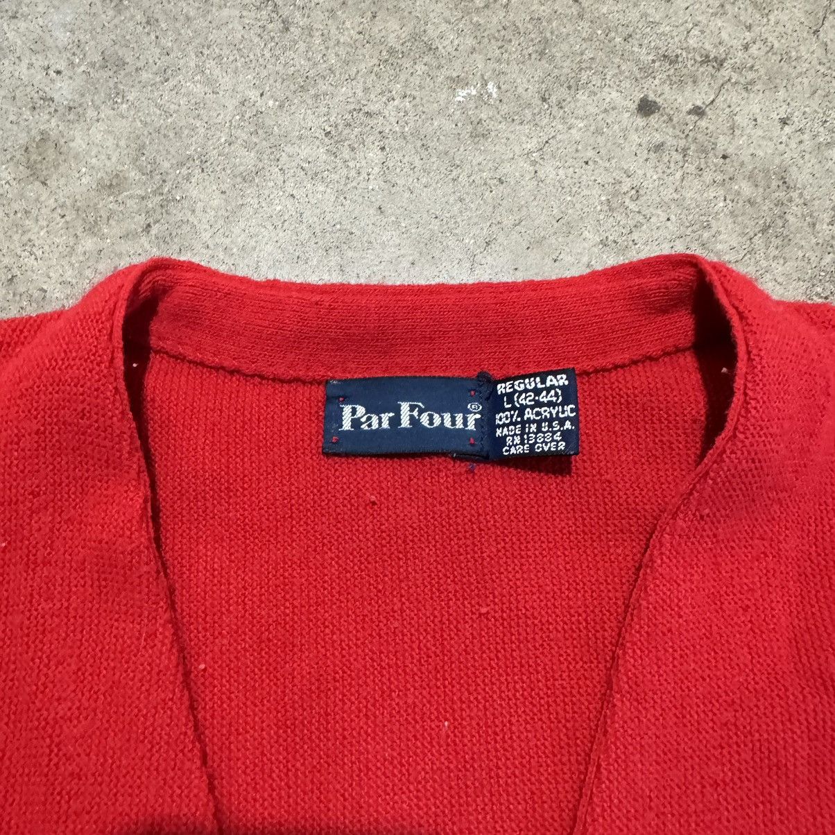 Vintage VINTAGE 80s RED ACRYLIC CARDIGAN! Size US L / EU 52-54 / 3 - 5 Thumbnail