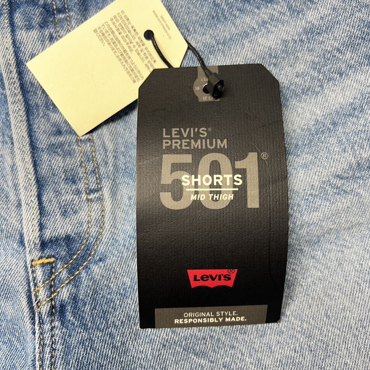 Levi's NEW Levis Premium Jean Shorts Blue 501 Mid Thigh Distressed Size 32" / US 10 / IT 46 - 7 Thumbnail