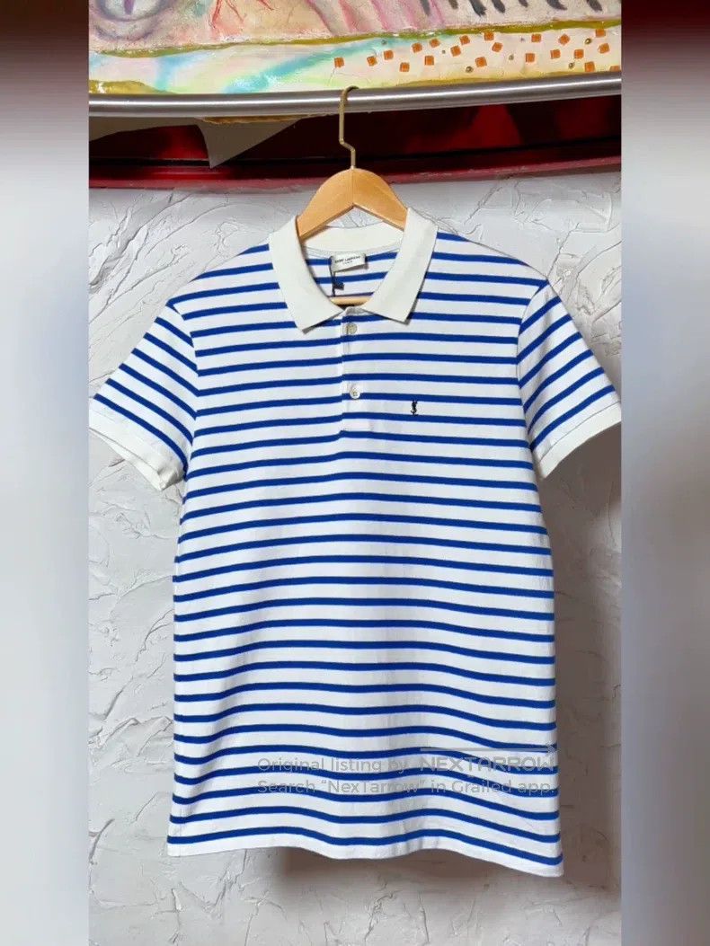 Saint Laurent Paris Saint Laurent Paris Men's Striped Polo Short Sleeve T-Shir Size US S / EU 44-46 / 1 - 1 Thumbnail