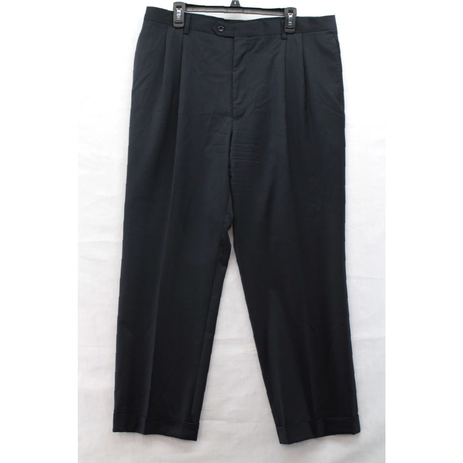 Jos. A. Bank Jos A Bank Pants Mens 38R Black Traditional Dress Wool Pleated Cuffed Preppy Size US 38 / EU 54 - 2 Thumbnail