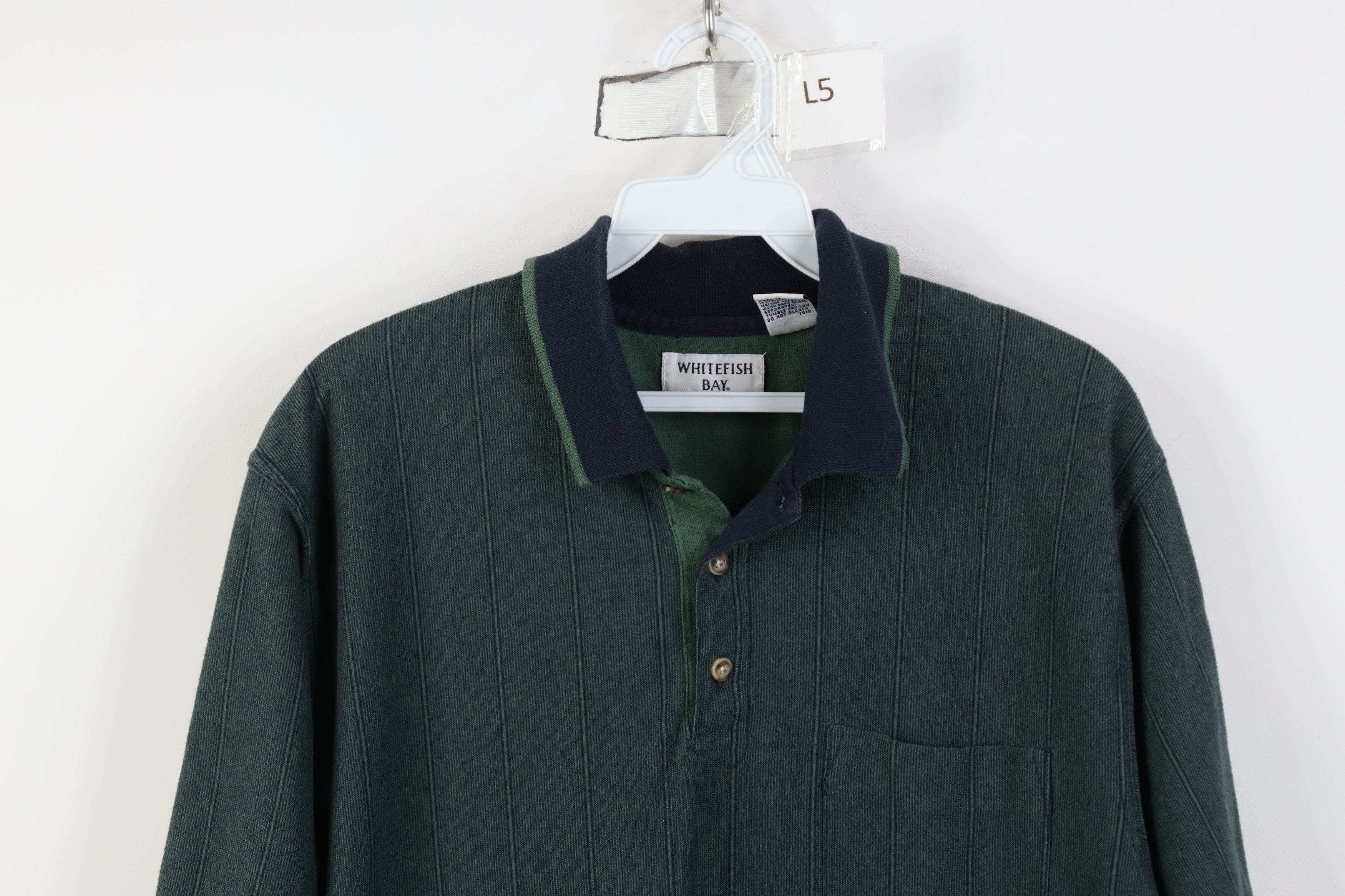 Vintage Vintage 90s Streetwear Striped Knit Golf Polo Shirt Green Size US M / EU 48-50 / 2 - 2 Thumbnail