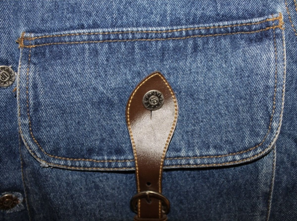Vintage Sio Denim Dress Vintage with Big Pocket Leather Strap Size L / US 10 / IT 46 - 5 Thumbnail