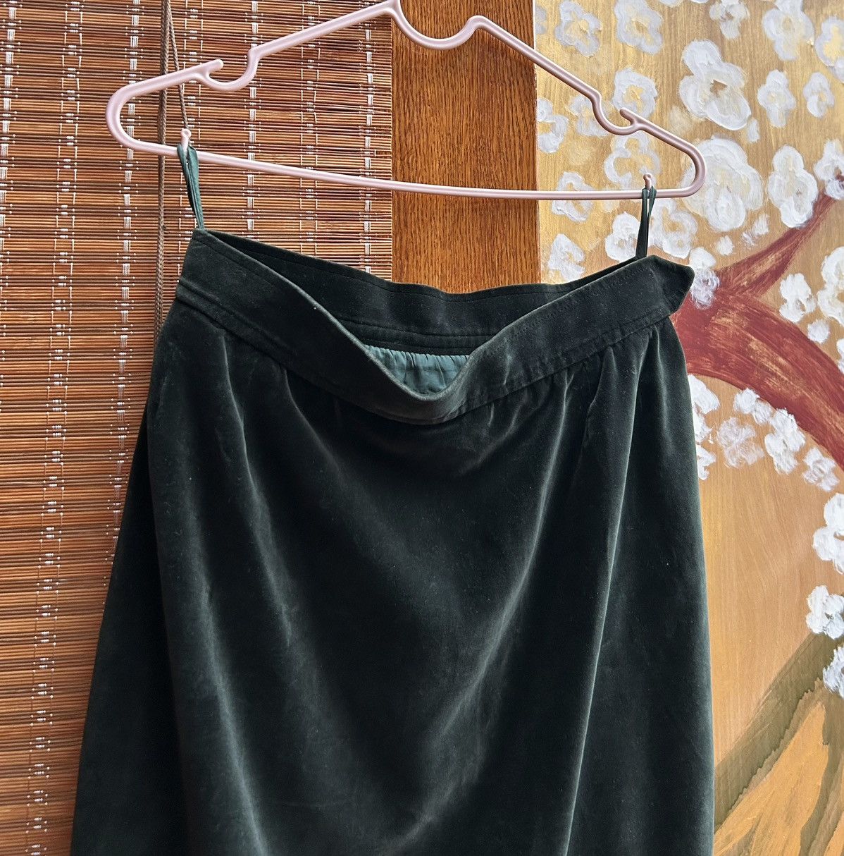 Saint Laurent Paris × Vintage × Yves Saint Laurent 70’s Saint Laurent Rive Gauche Green Velvet Skirt Size 27" / US 4 / IT 40 - 3 Thumbnail