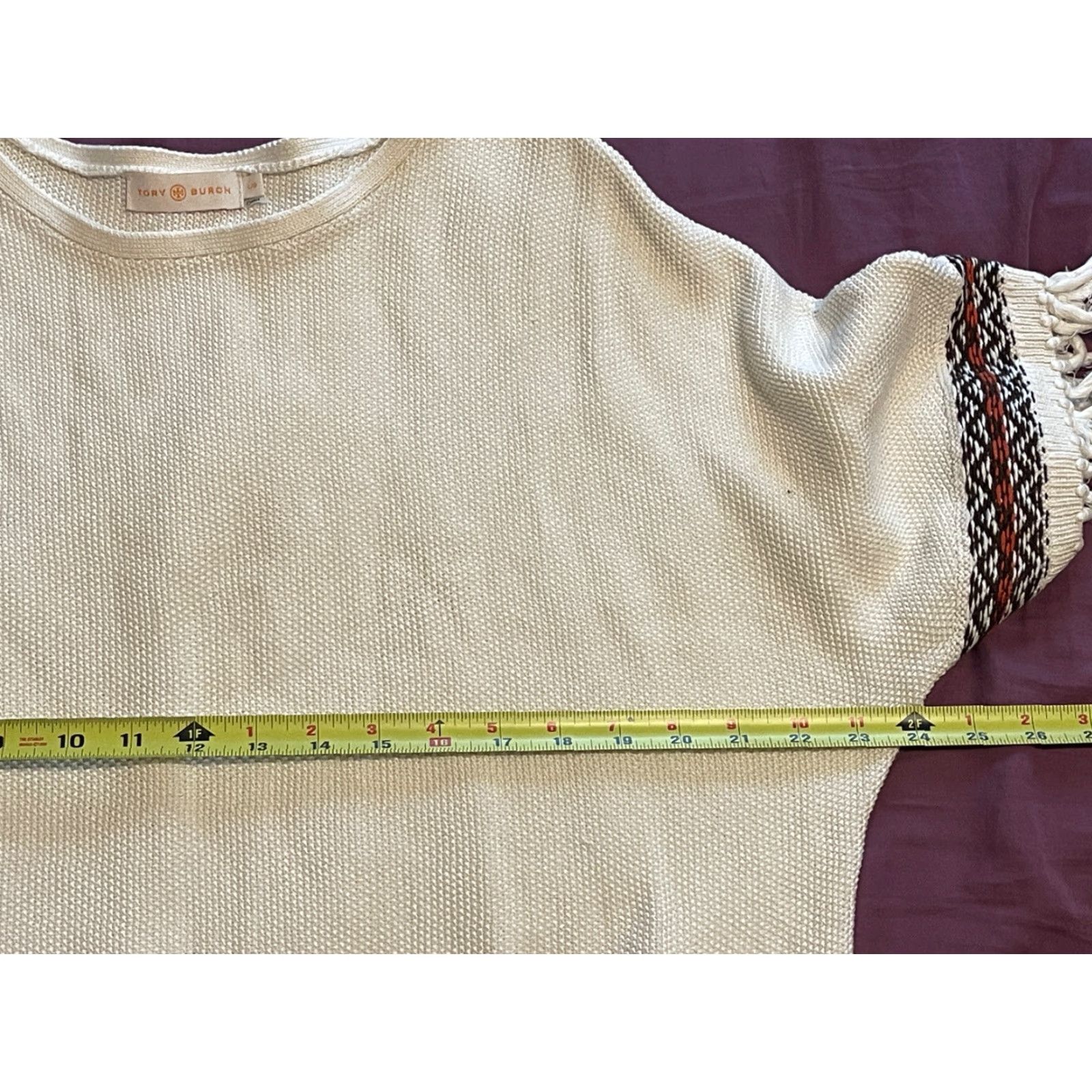 Tory Burch VINTAGE Tory Burch Tunic Sweater 100% Cotton Beige Fringe Drawstring L Womens Size L / US 10 / IT 46 - 5 Thumbnail