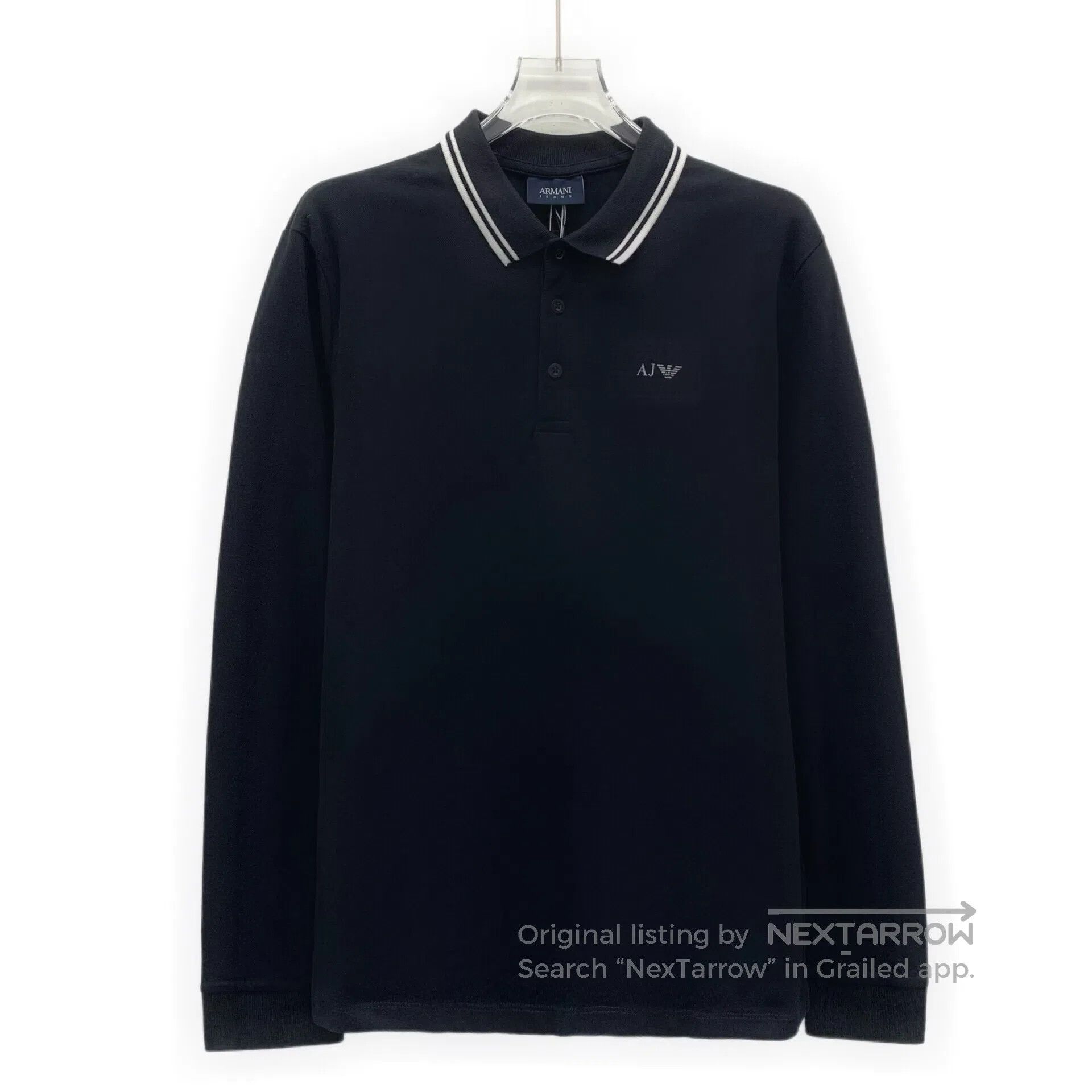 Armani Armani Black Logo Printed Cotton Collar Single Breasted Lo Size US M / EU 48-50 / 2 - 1 Thumbnail