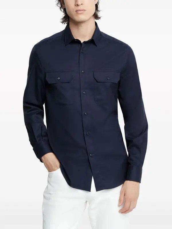 Brunello Cucinelli o1la1rc1a0425 Shirt in Navy Blue Size US M / EU 48-50 / 2 - 2 Thumbnail