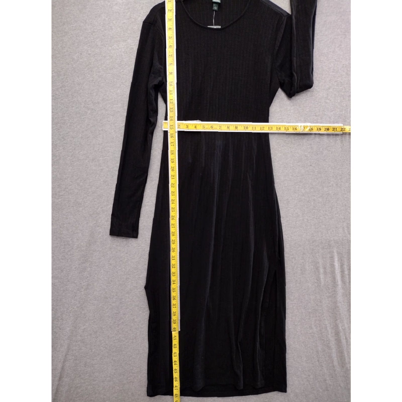 Vintage Wild Fable Dress Womens Black Long Sleeve Ribbed Midi Cut Out Back Size L Size L / US 10 / IT 46 - 5 Thumbnail