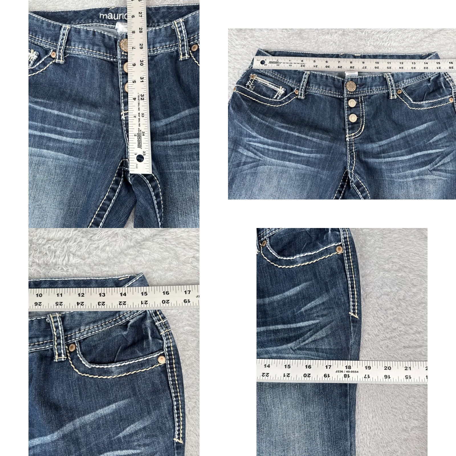 Vintage Maurices Jeans Women Bootcut 7 Blue Denim 30x31 5-Pocket Embroidered Zipper Button Cotton Blend Regular Womens Size 28" / US 6 / IT 42 - 8 Thumbnail