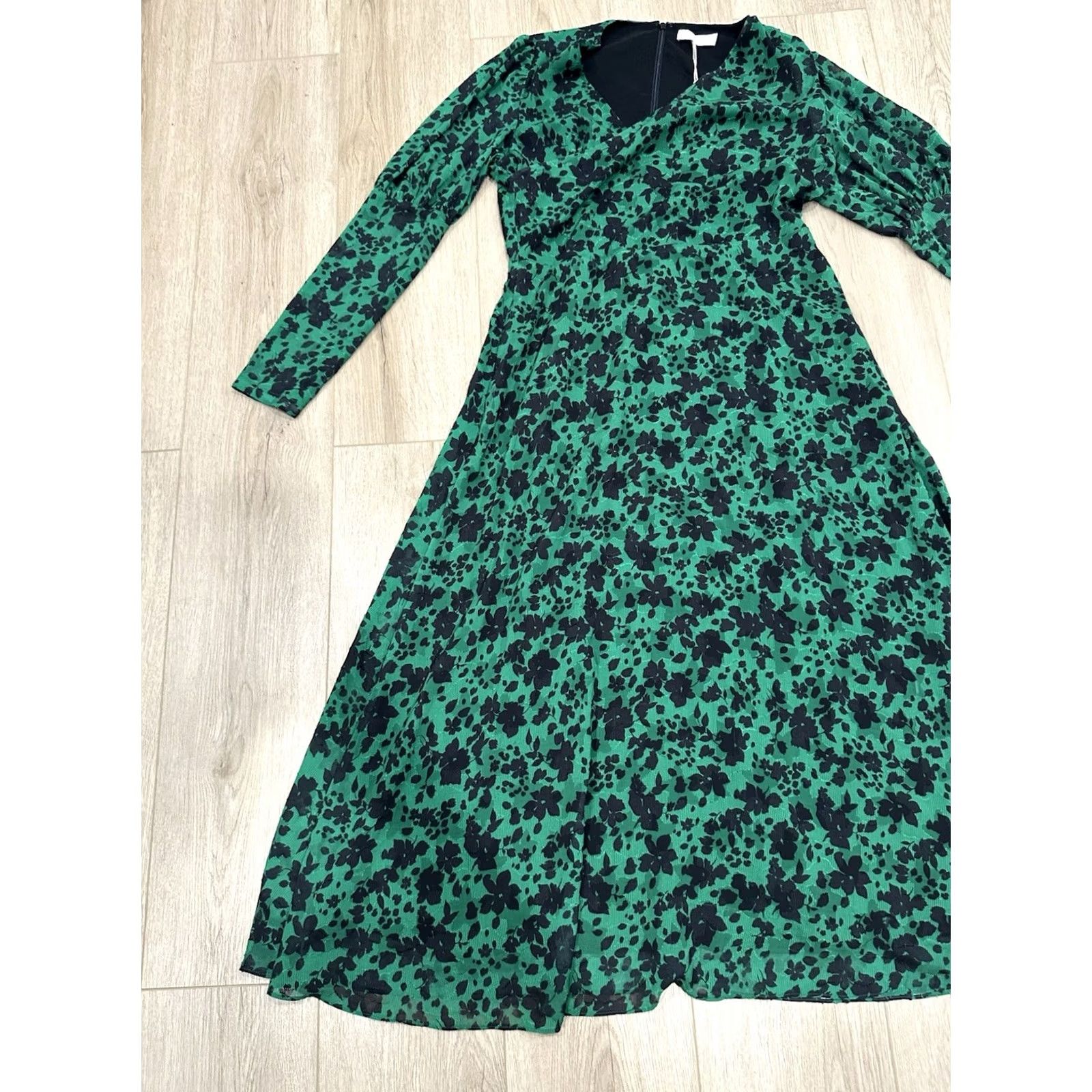 Vintage Pearl By Lela Rose Womens Emerald Floral Jacquard Asymmetrical MIDI Dress 12 Size XL / US 12-14 / IT 48-50 - 3 Thumbnail