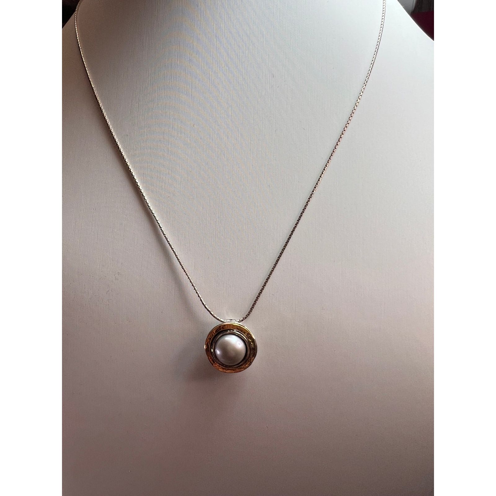 Other Silver Pearl With Gold Over 925 sterling silver Necklace Size ONE SIZE - 4 Thumbnail