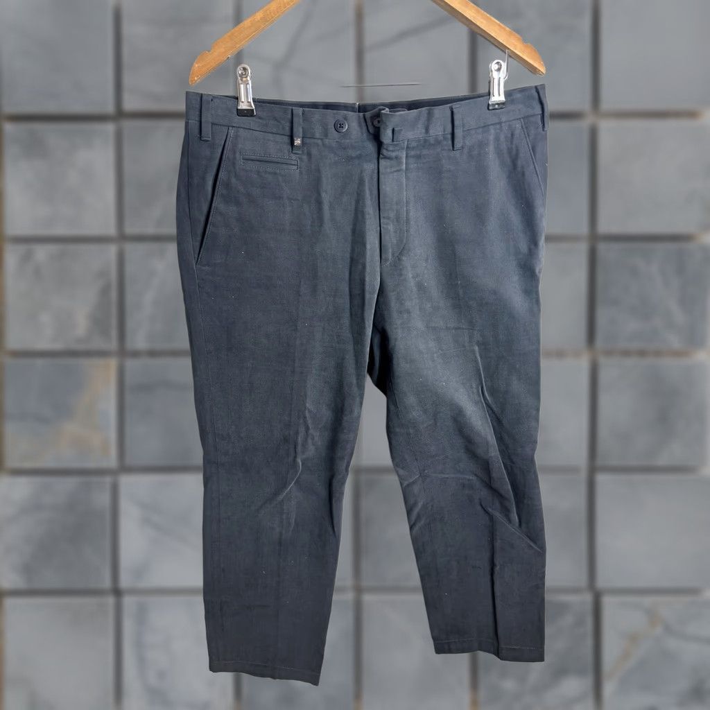 Corneliani Corneliani Pants Mens 50 Charcoal Cotton Chino Zip Back Pockets Tapered Front Flat Modern 34 in Gray Men Size US 34 / EU 50 - 1 Thumbnail