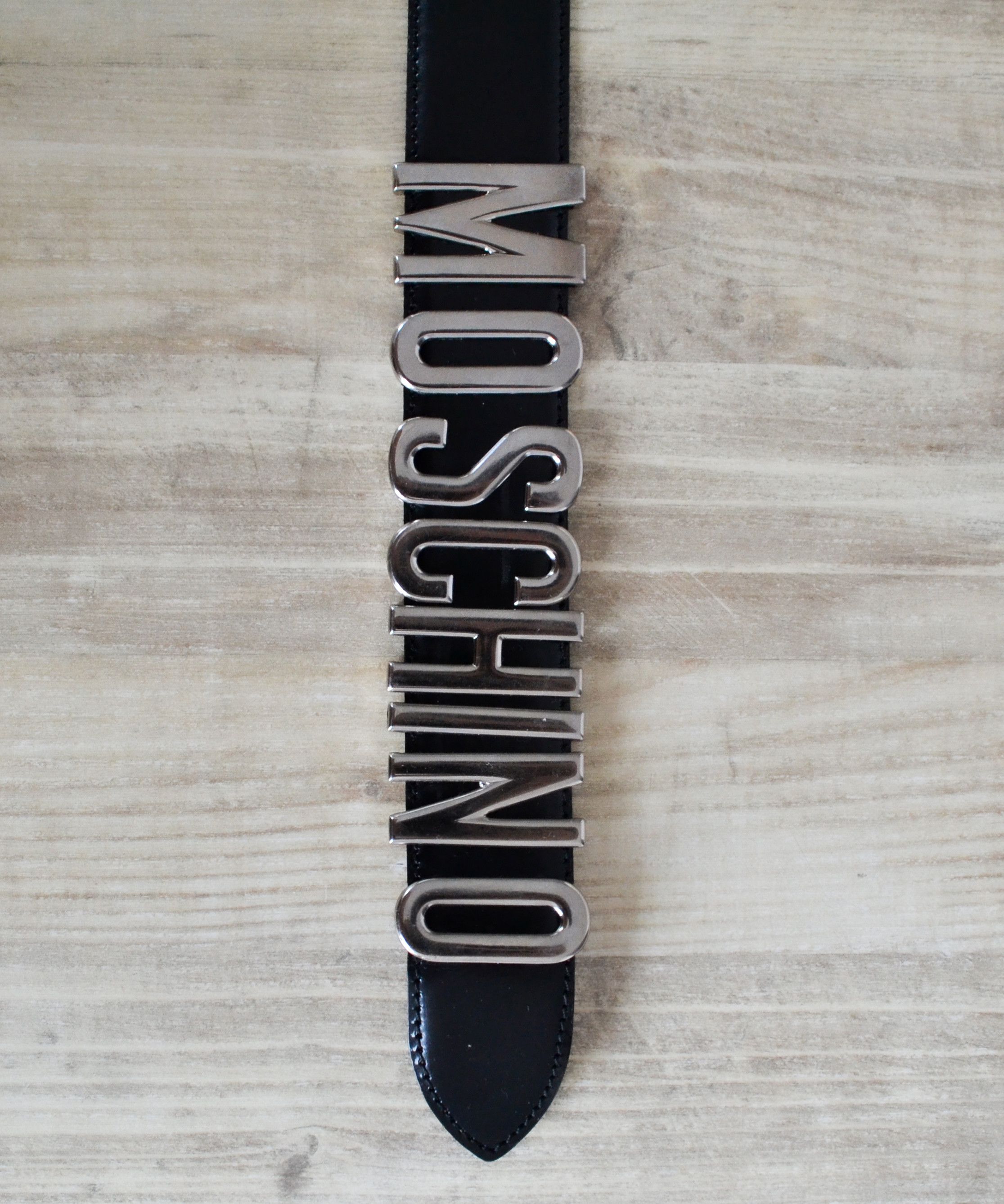 Moschino MOSCHINO Belt Leather Logo Vintage 90s Buckle Metal Black Size ONE SIZE - 3 Thumbnail