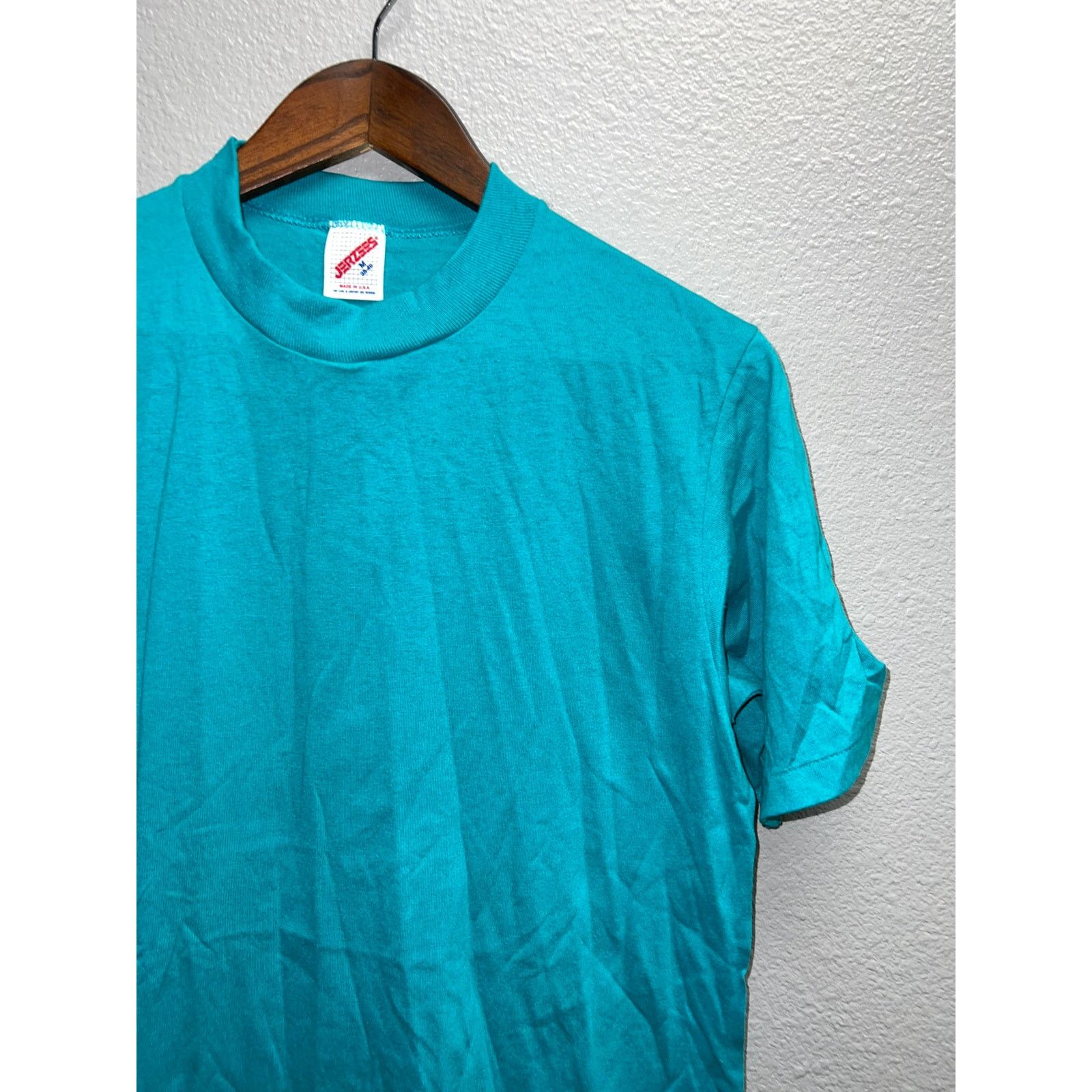 Jerzees 90s Vintage Jerzees Teal Green Blank Shirt 50/50 VTG 1990s M Size US M / EU 48-50 / 2 - 2 Thumbnail