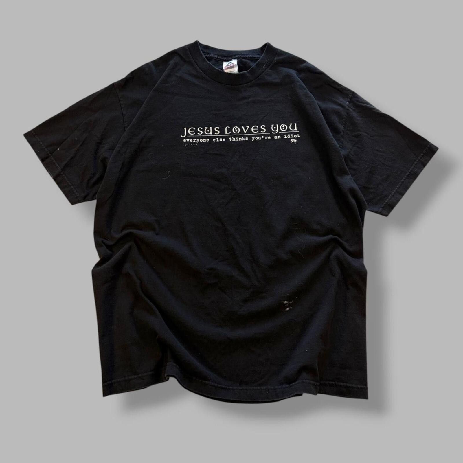 Vintage Vintage 90s Jesus Loves You Parody Tee Size US XL / EU 56 / 4 - 1 Thumbnail