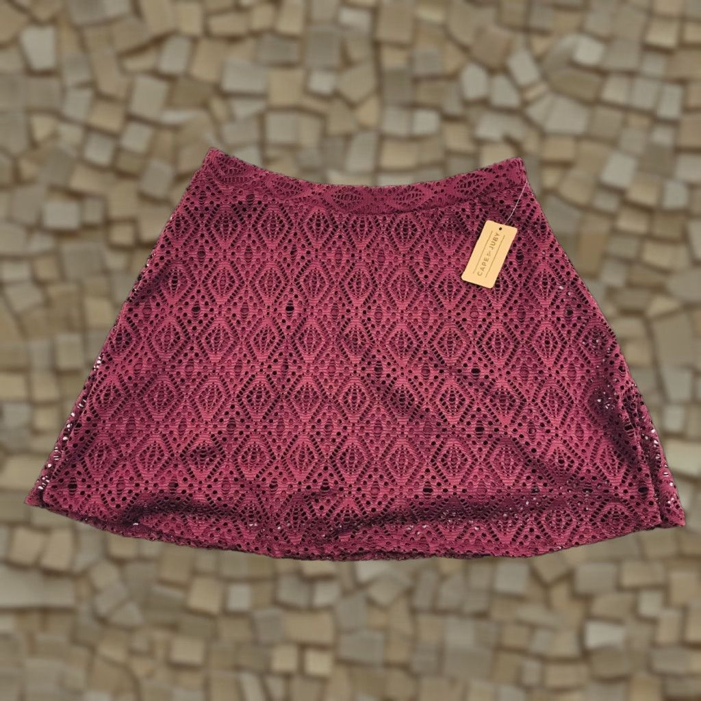 Vintage Cape Juby Mini Skirt Women's Size S Maroon A-Line Pull On Elastic Waist NWT Size 28" / US 6 / IT 42 - 1 Thumbnail