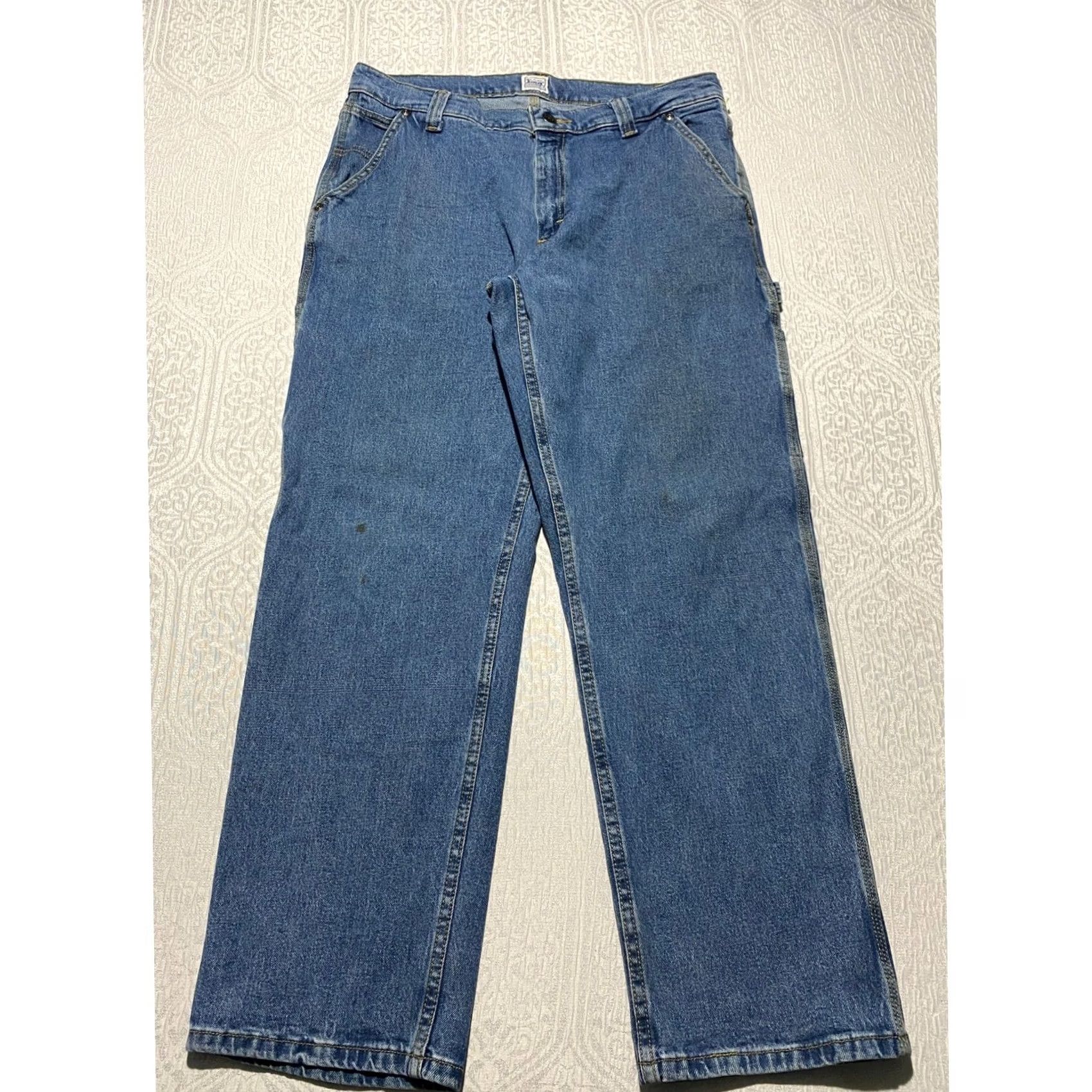 Lee Lee Workwear Carpenter Jeans Blue Denim Straight Leg 34x30 Mens Regular Stretch Pockets Boots Hammer Loop 90s Style Modern Denim Comfort Size US 34 / EU 50 - 4 Thumbnail