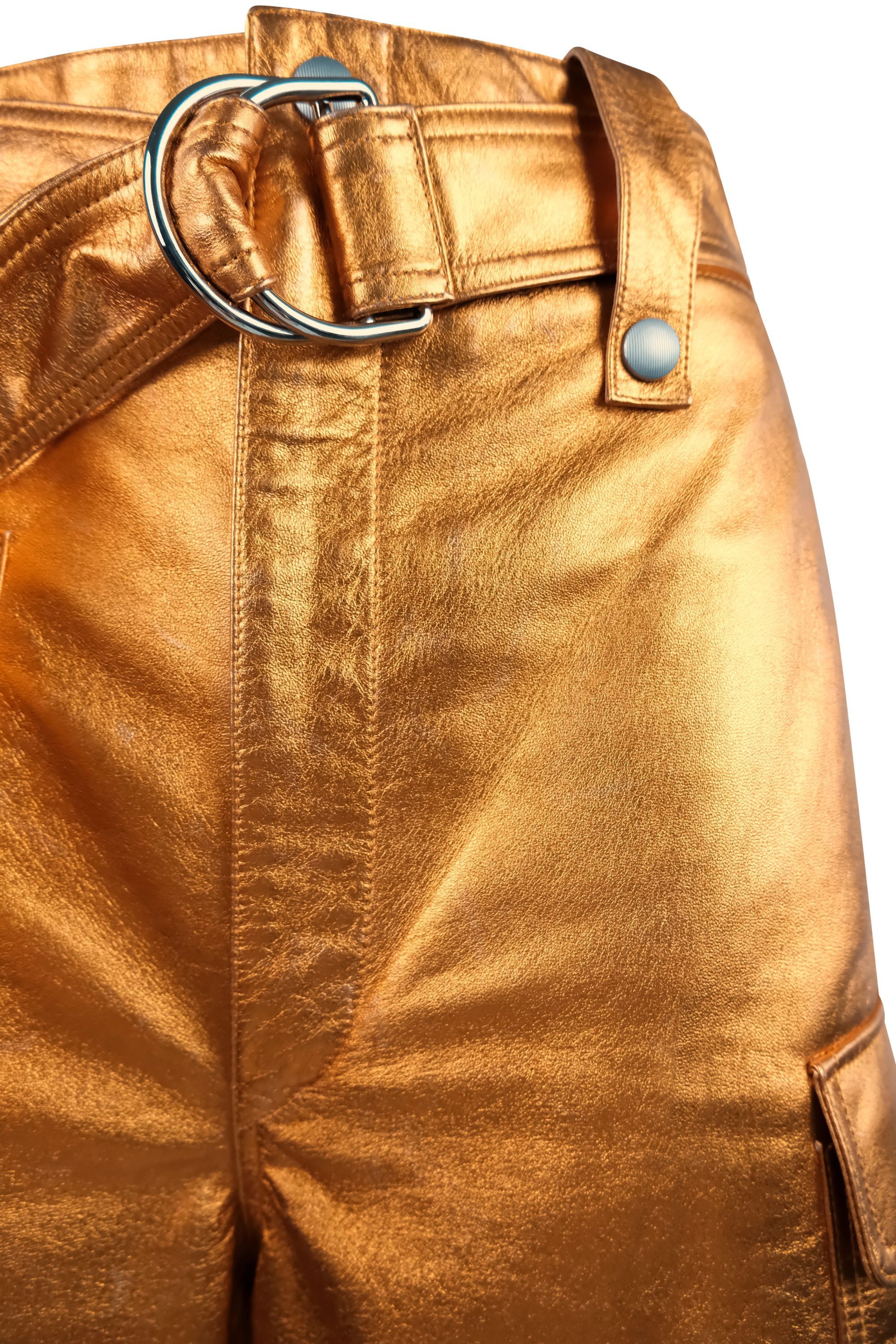 Miu Miu Miu Miu Metallic Lamb Leather Orange Cargo Shorts Size 27" / US 4 / IT 40 - 4 Thumbnail