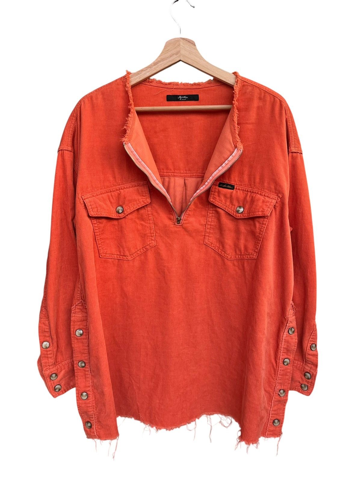 Another Influence A.E Orange Corduroy Frayed Pullover Kapital Style Shirt Size US M / EU 48-50 / 2 - 5 Thumbnail