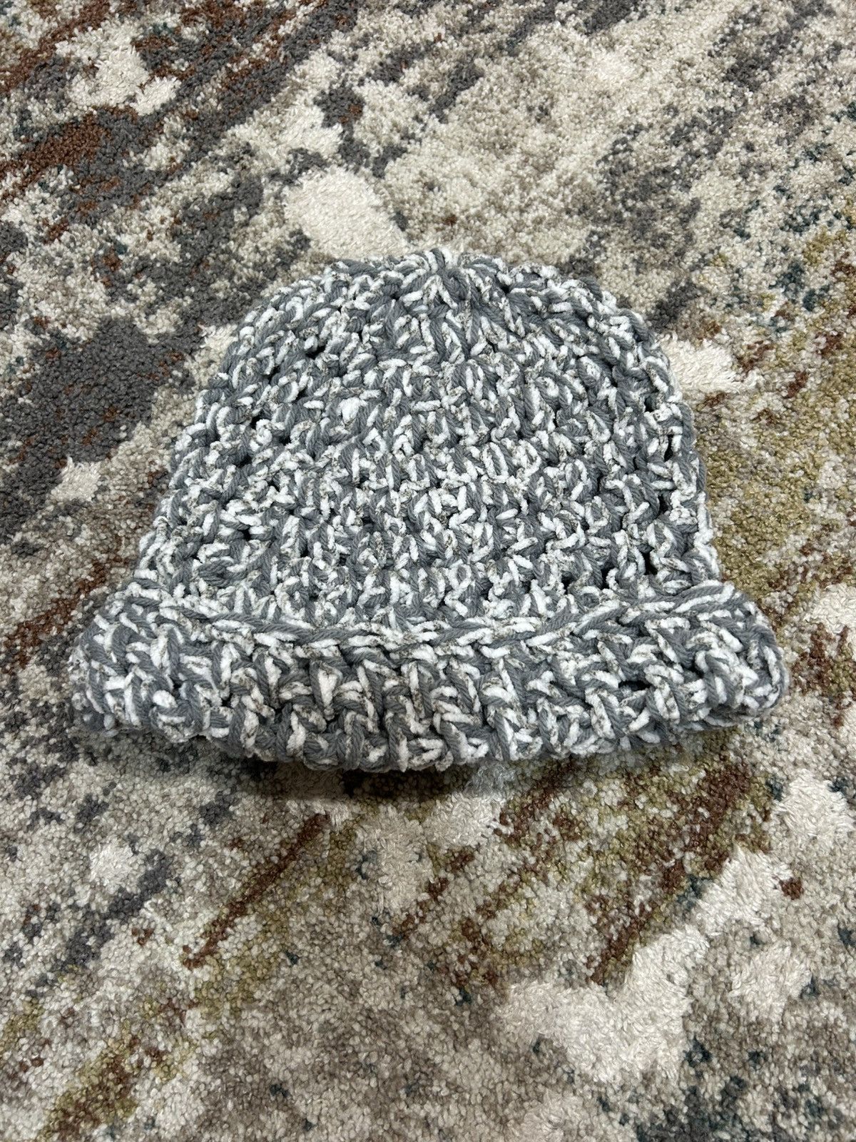 Other Hand-Knitted Beanie Grey/White Size ONE SIZE - 1 Thumbnail