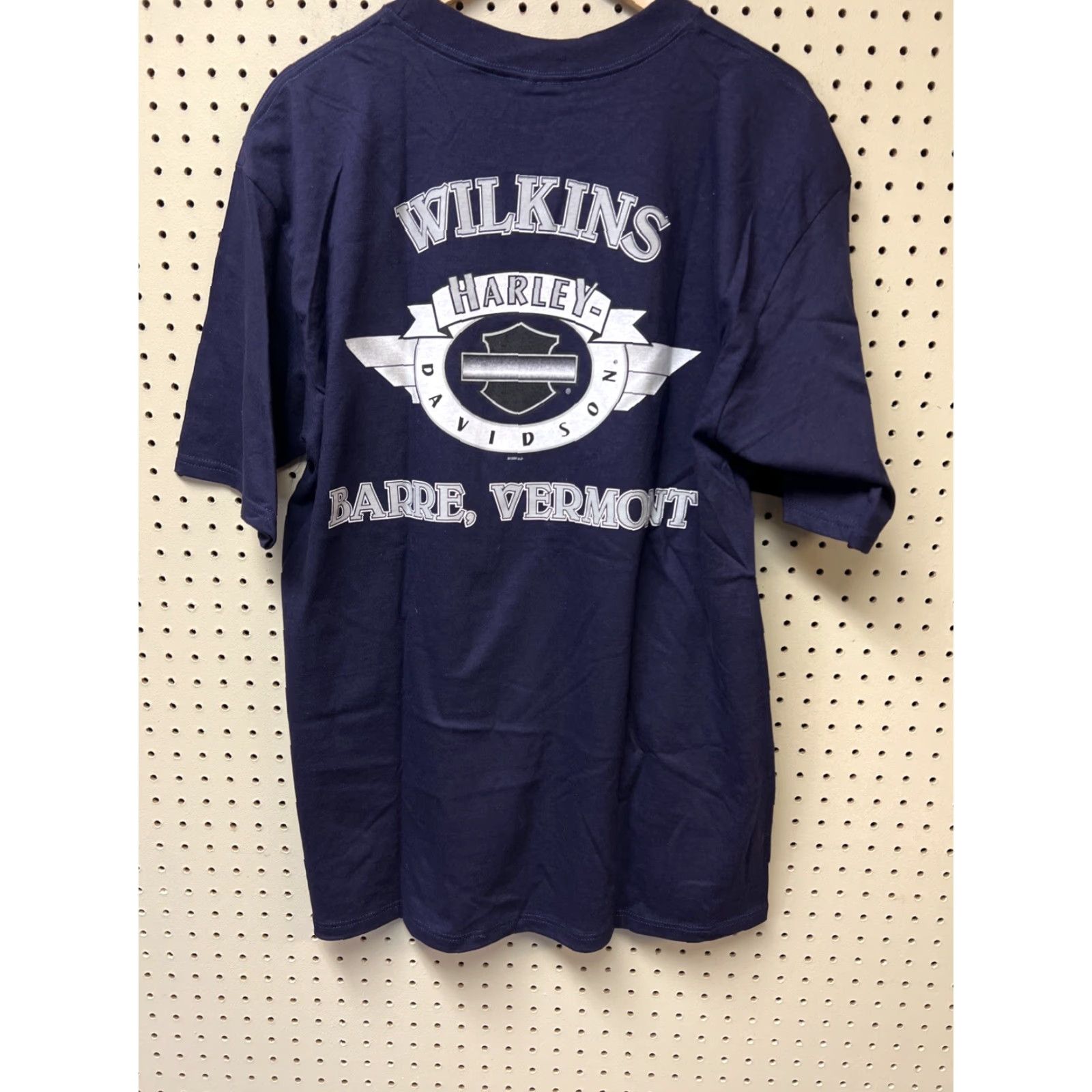 Harley Davidson Vtg 1998 Harley-Davidson Barre VT Wolf Biker T-Shirt XL Blue Short Sleeve Men Logo Graphic Print Crew Neck 90s Vintage Shirt Size US XL / EU 56 / 4 - 2 Thumbnail