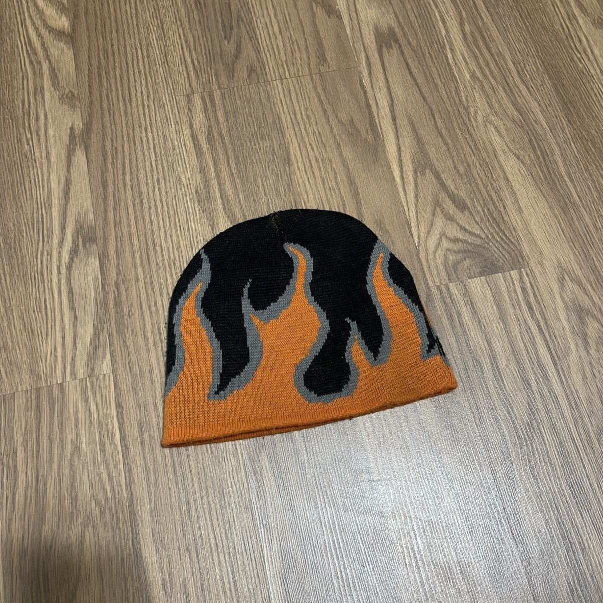 Vintage Orange and black flame beanie hat Size ONE SIZE - 1 Thumbnail