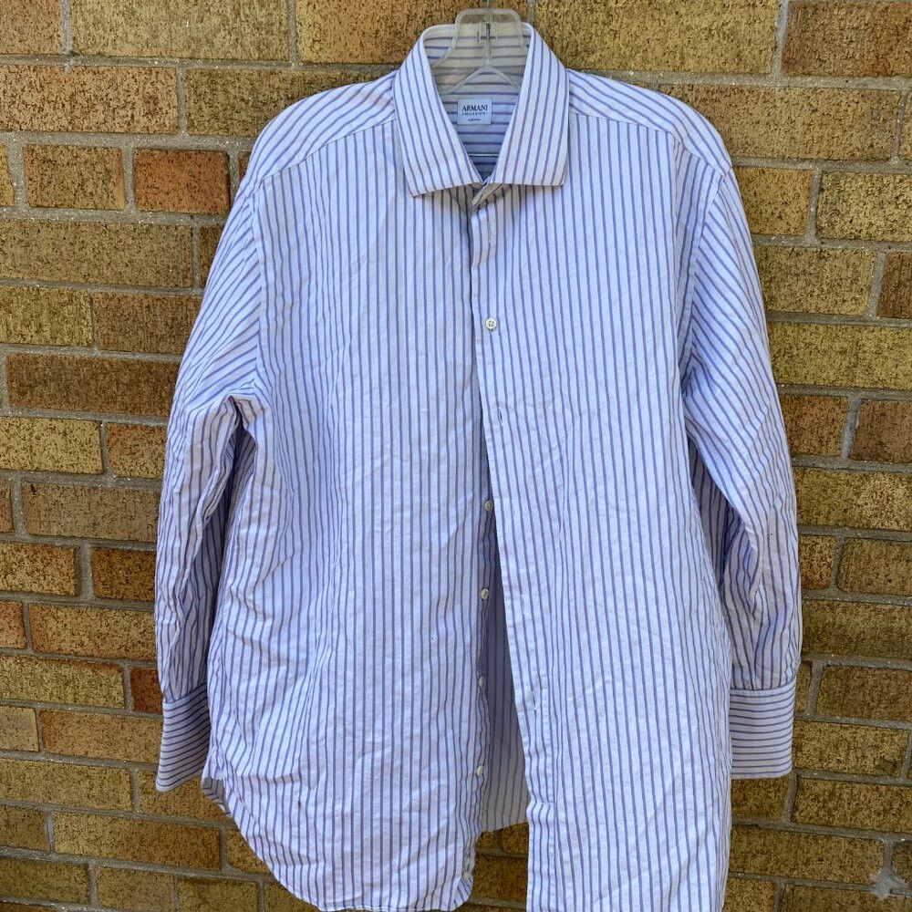 Armani Vintage Armani Button Up Dress Shirt Striped Size 16.5 Larg Size US L / EU 52-54 / 3 - 3 Thumbnail