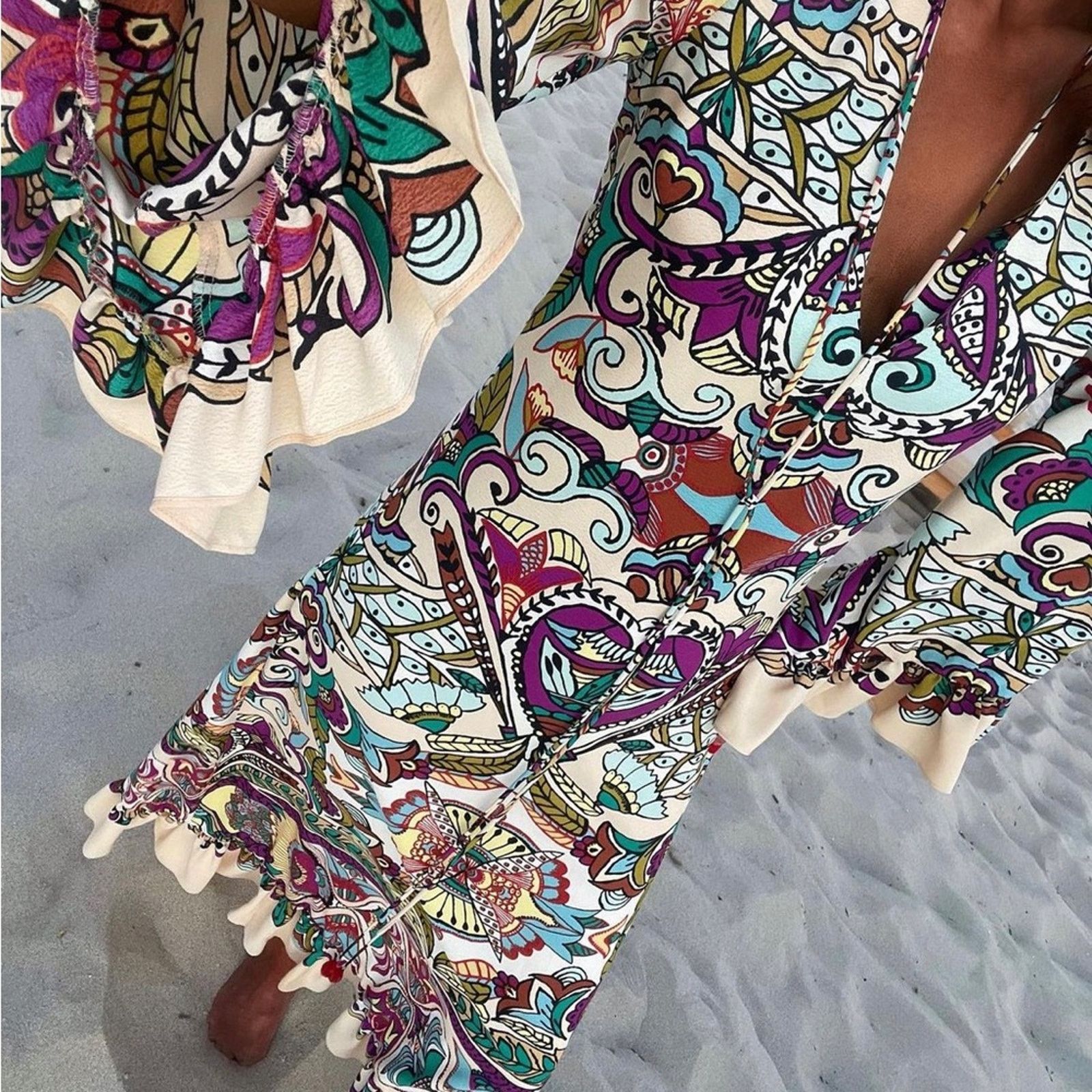 Zara ZARA BLOGGER FAVORITE PRINTED MIDI DRESS MULTICOLORED Size S / US 4 / IT 40 - 3 Thumbnail
