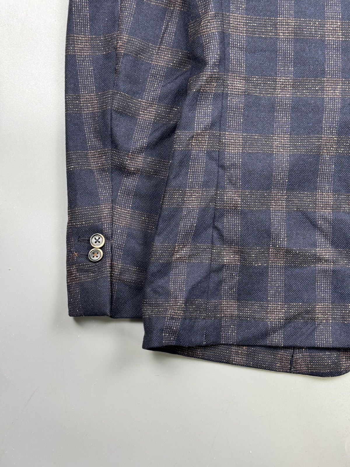 Paoloni Paoloni Wool Silk Blend Two Button Checkered Blazer (Y1255) Size 38R - 9 Thumbnail