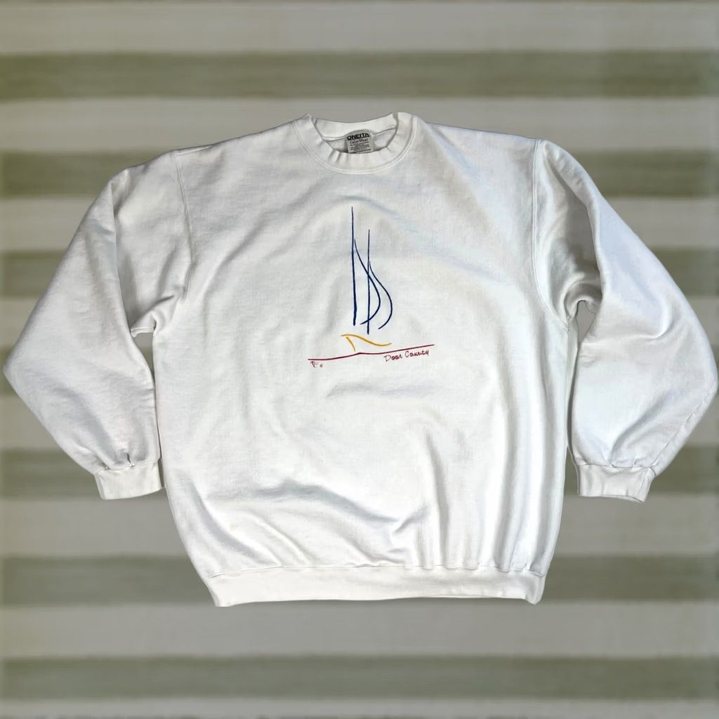 Vintage VINTAGE Oneita Door County Wisconsin Crewneck Sweatshirt XL White 90s Graphic Print Mens Womens Size US XL / EU 56 / 4 - 1 Thumbnail