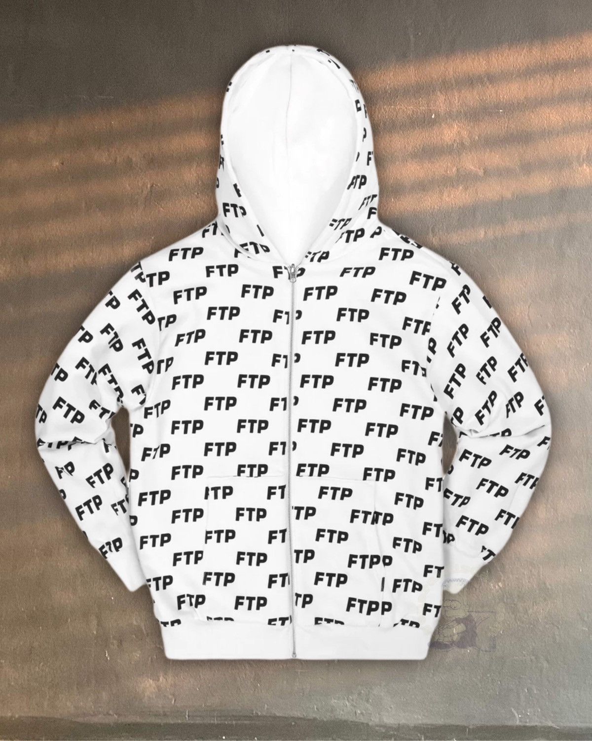 image of Fuck The Population Fuckthepopulation Ftp Reversible Logo Hoodie Zip Up Jacket in White/Black (Size