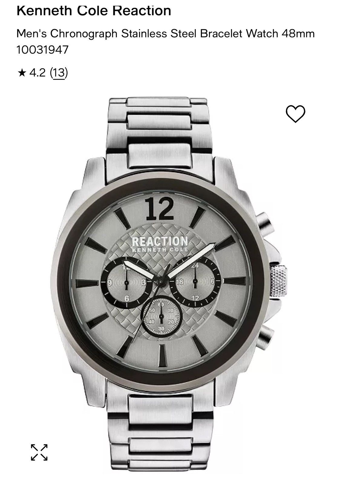 Kenneth Cole Mens Kenneth Cole Reaction, Stainless Steel, Chronograph Size ONE SIZE - 1 Thumbnail