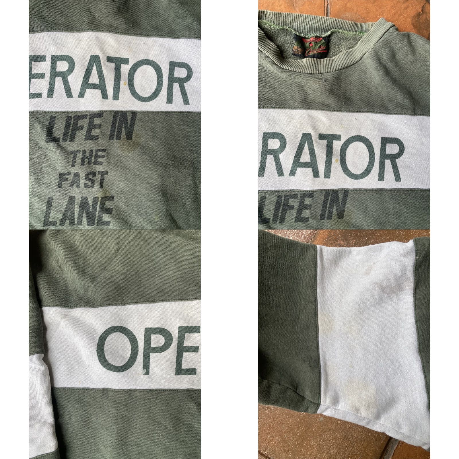 Alife VINTAGE 80s Operator Life In The Fast Lane Crewneck Sweatshirt XL Army Shirt Mens Green Size US XL / EU 56 / 4 - 8 Thumbnail