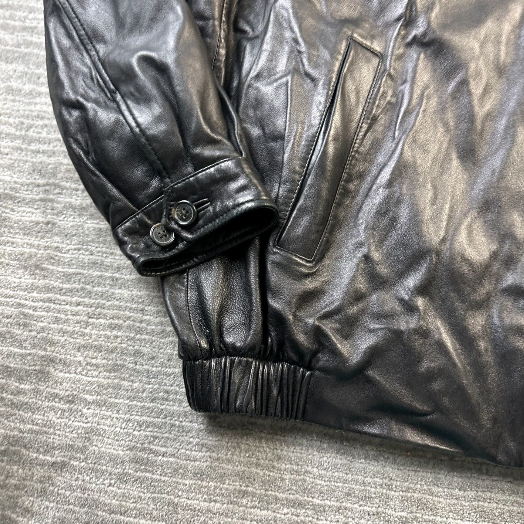 Brooks Brothers Brooks Brothers Jacket Mens 2XL Black Leather Full Zip Bomber Hoodie? Size US XXL / EU 58 / 5 - 3 Thumbnail
