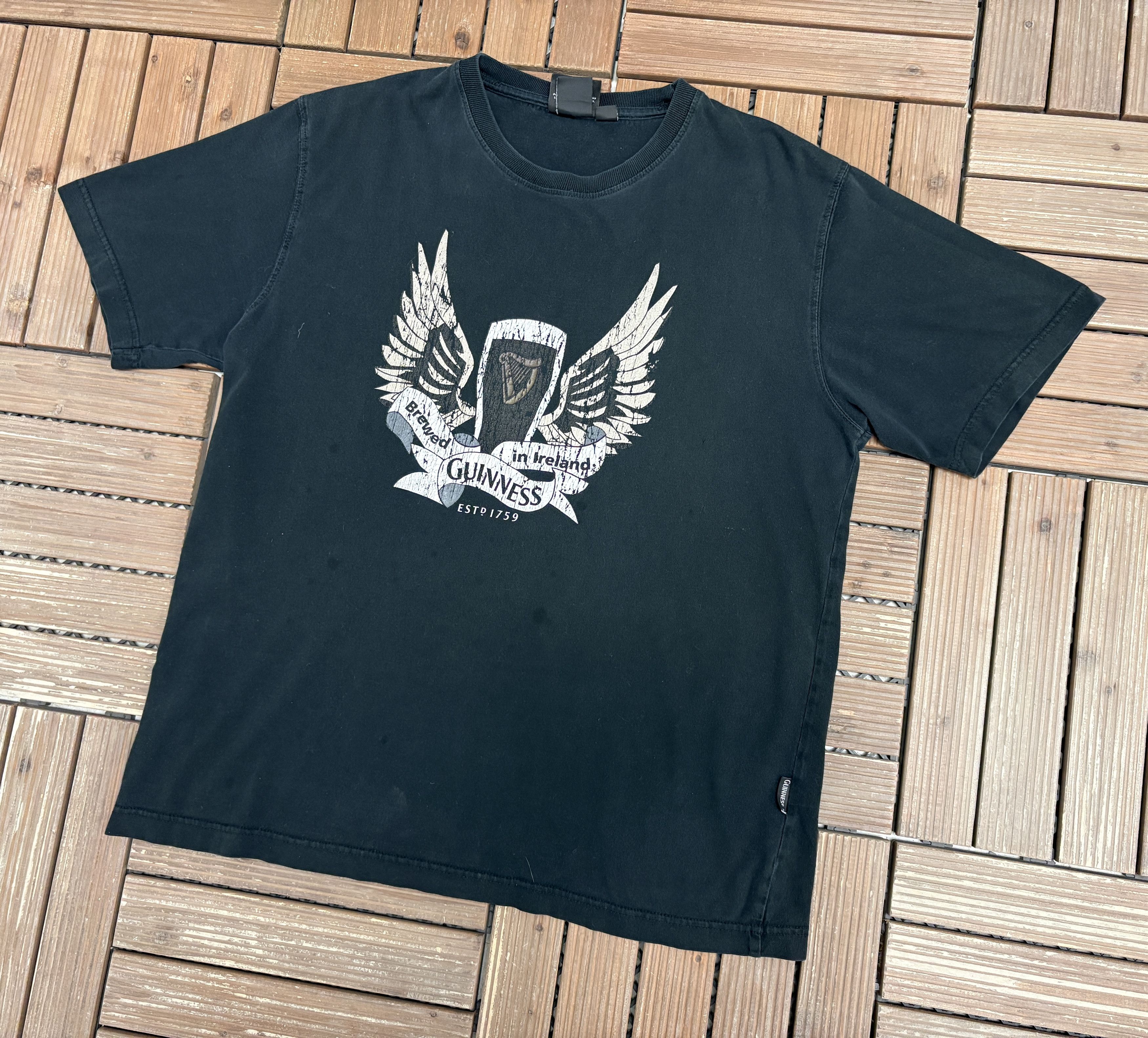 Vintage Guinness Brewed In Ireland Vintage Black T-Shirt Tee Size US L / EU 52-54 / 3 - 2 Thumbnail