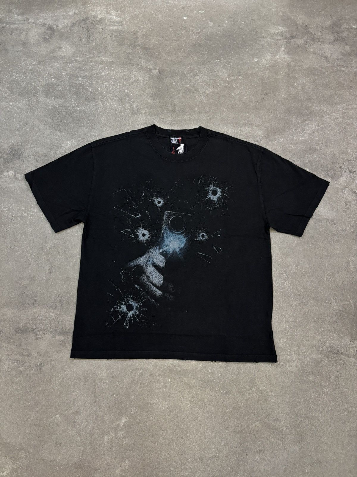 Vintage Warman Shots Fired Graphic T-Shirt, Washed Black Size US L / EU 52-54 / 3 - 1 Thumbnail