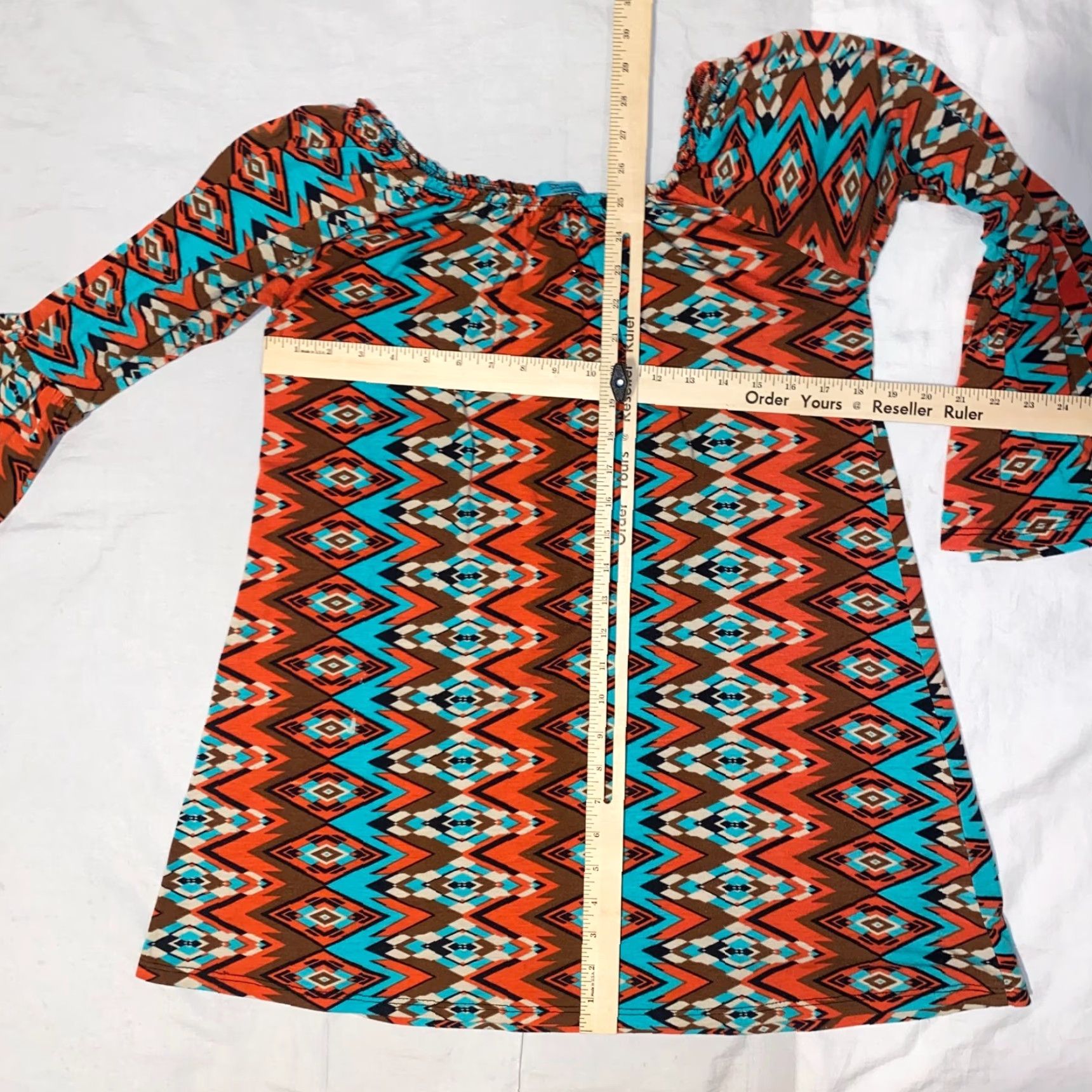 Bell Turquoise Haven Dress Southwestern Midi 3/4 Sleeve Bell Ruffle Print Size M Women Feminine Casual Shirt? Size M / US 6-8 / IT 42-44 - 3 Thumbnail