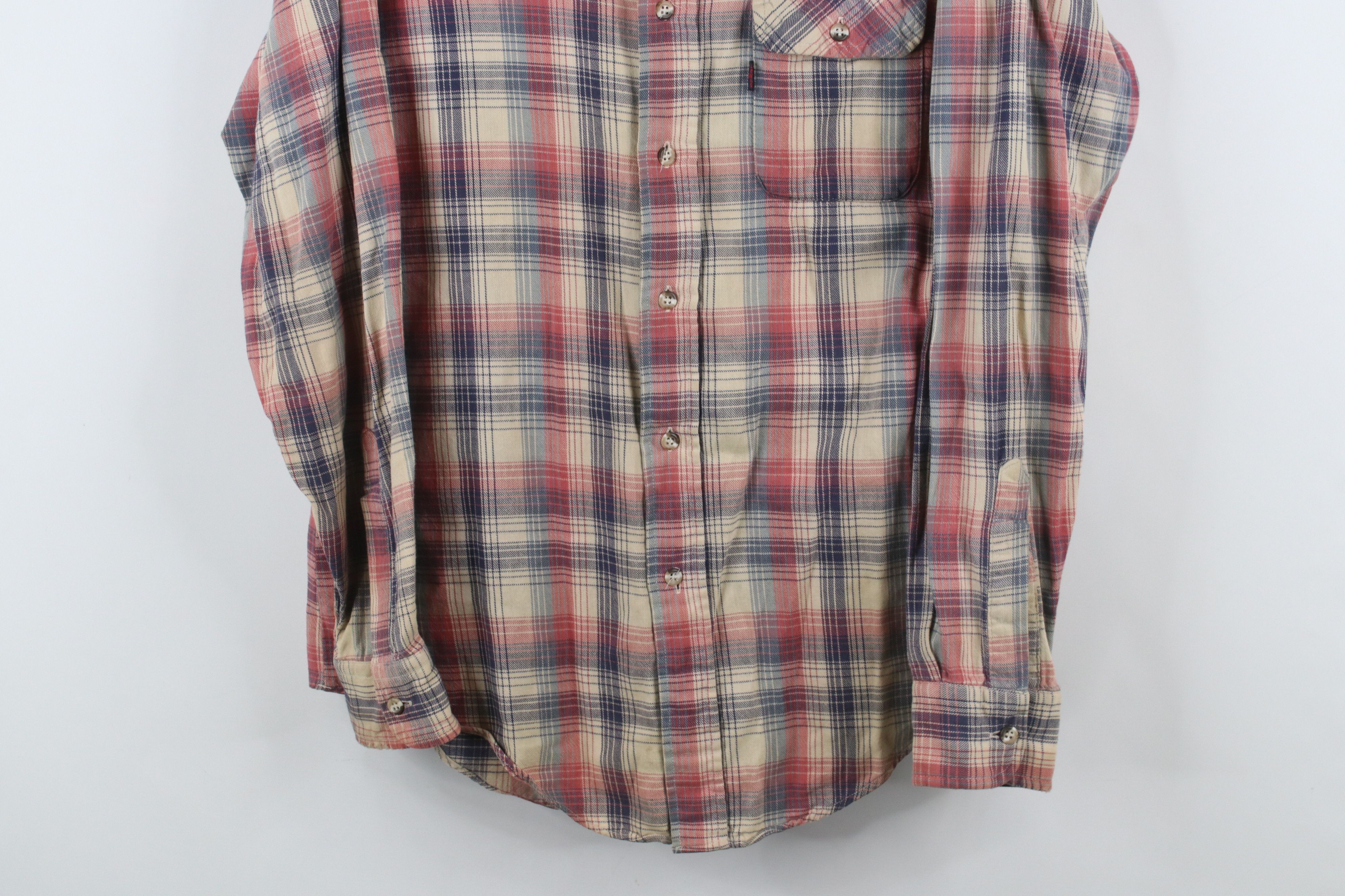 Levi's × Vintage Vintage 70s 80s Levis Flannel Collared Button Shirt Plaid Size US M / EU 48-50 / 2 - 3 Thumbnail