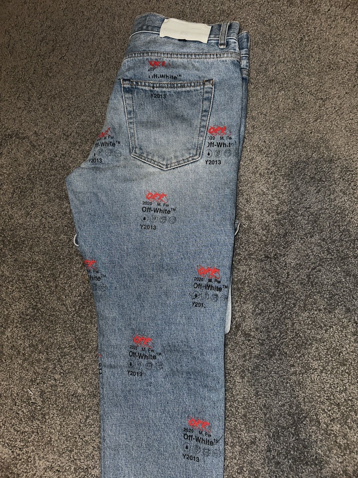 Off-White Off White Repeat Logo Jeans FW19 Size US 30 / EU 46 - 4 Thumbnail
