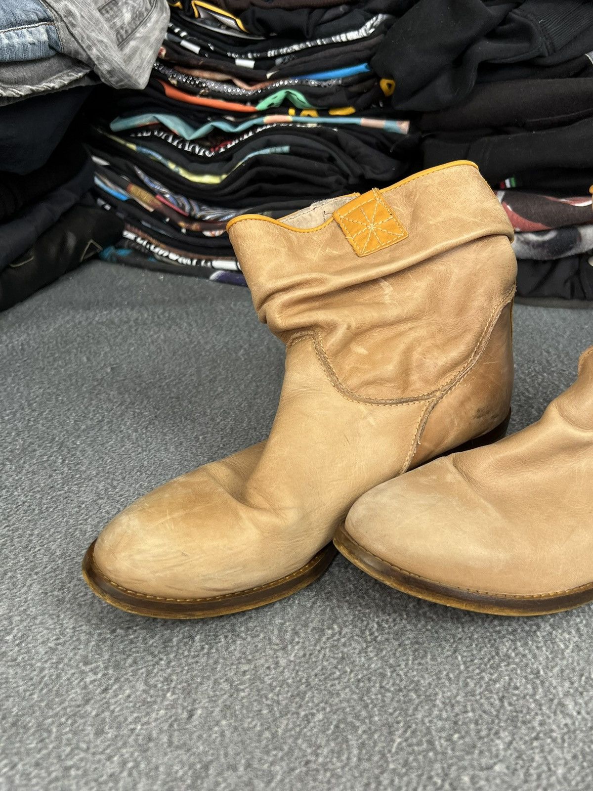 Vintage Cowboy Mid leather boots moto vintage shoes Size US 9 / IT 39 - 3 Thumbnail