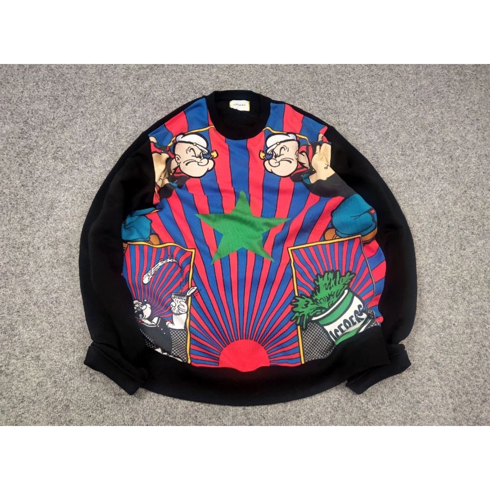 Vintage Iceberg Popeye Sweatshirt Pullover Vintage Style Crew Chek Stripe Art Print Size US XL / EU 56 / 4 - 4 Thumbnail