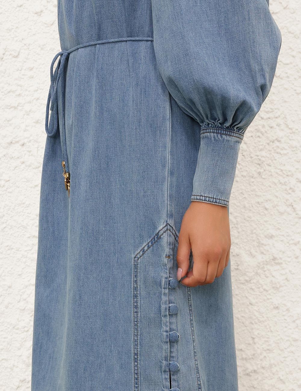 Zimmermann o1w1db10925 Crush Denim Midi Dress in Blue Size XS / US 0-2 / IT 36-38 - 5 Thumbnail