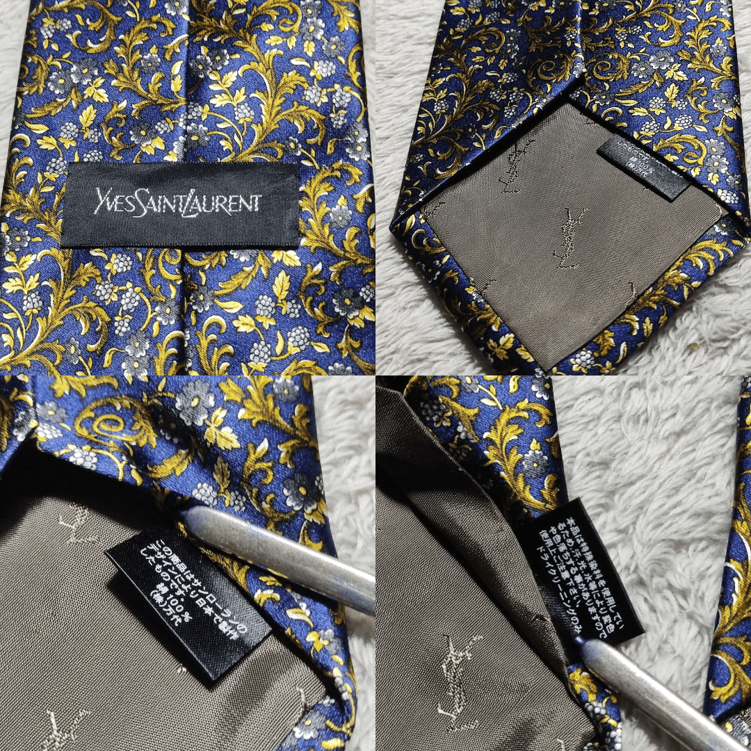Yves Saint Laurent Yves Saint Laurent Metallic gold Floral Jacquard Silk Tie Size 28 - 4 Thumbnail