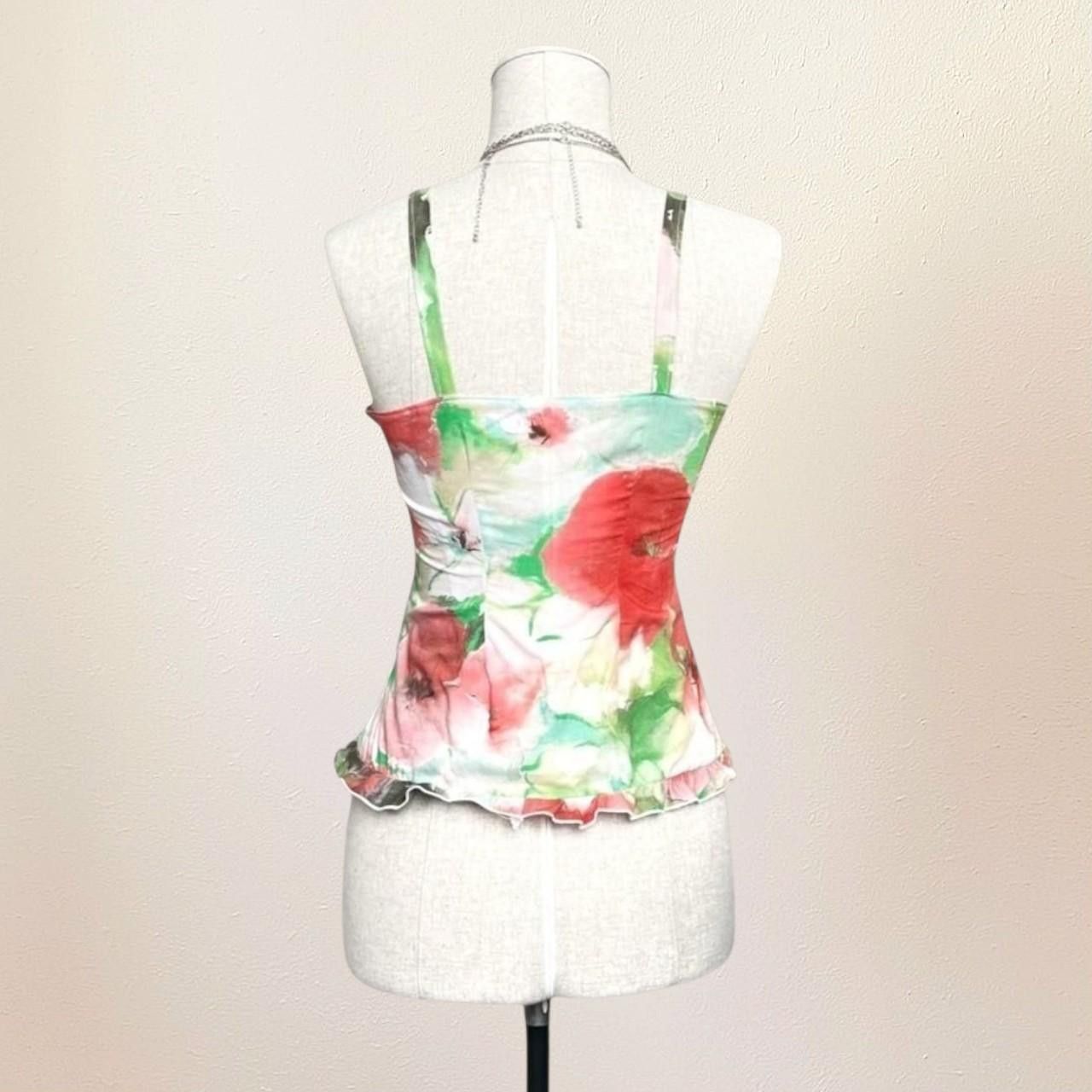 Handmade Floral Cami Top with Ruffles and Button-up Front, coquette Size S / US 4 / IT 40 - 4 Thumbnail